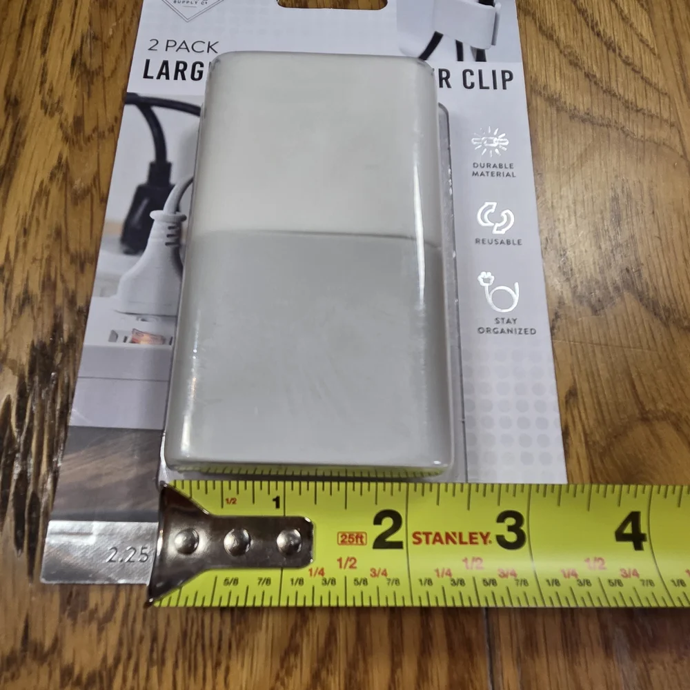 2 Pack New In Package Large Cable Organizer Clip - White And Gray. KKCP